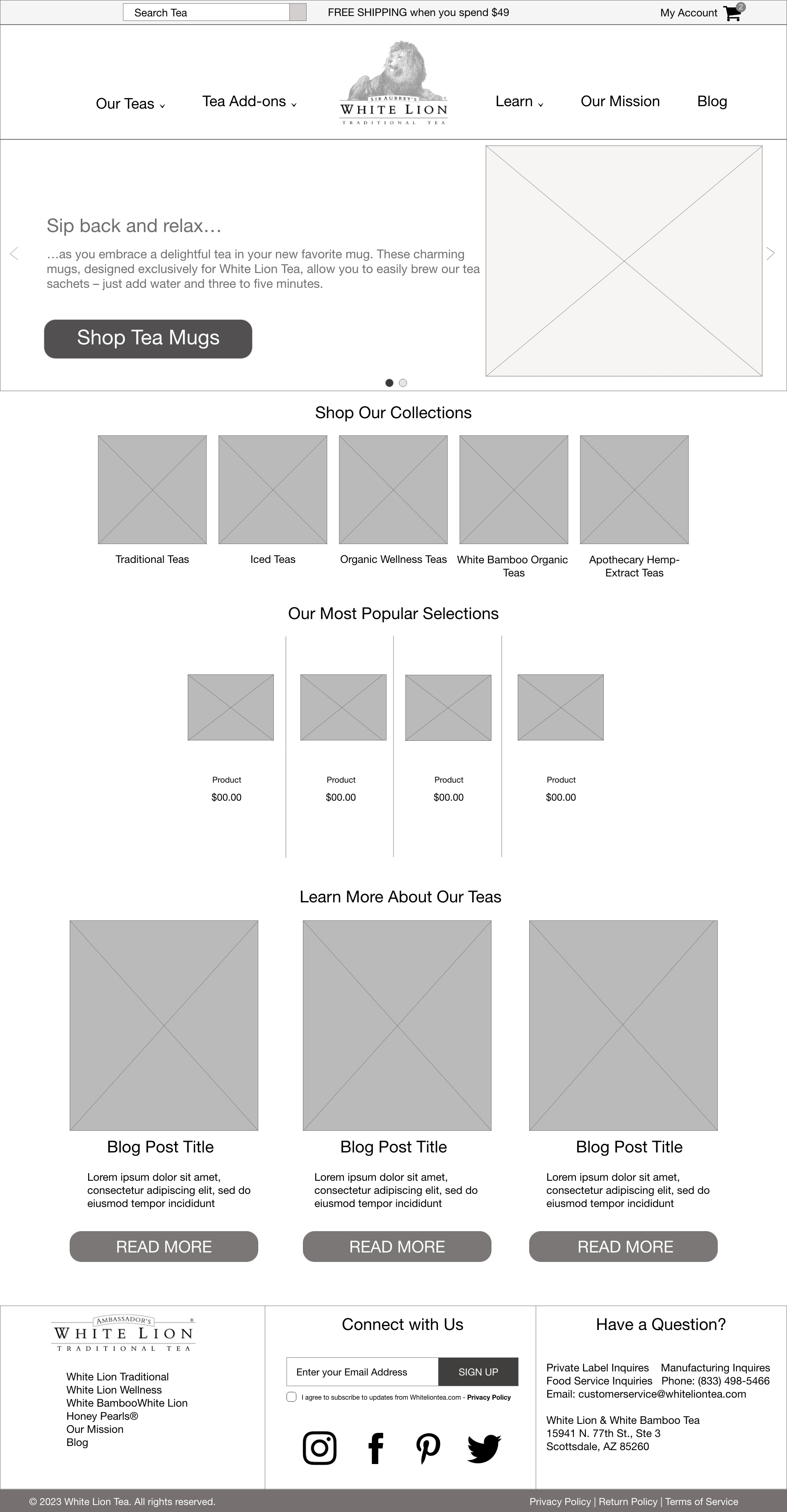 wireframe of website redesign